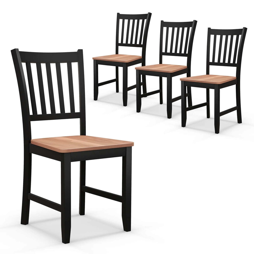 Set of 4 Dining Chair Kitchen Black Spindle Back Side Chair with Solid Wooden Legs Image 1