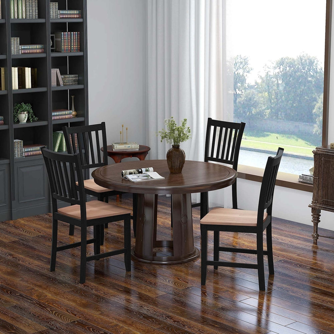 Set of 4 Dining Chair Kitchen Black Spindle Back Side Chair with Solid Wooden Legs Image 2