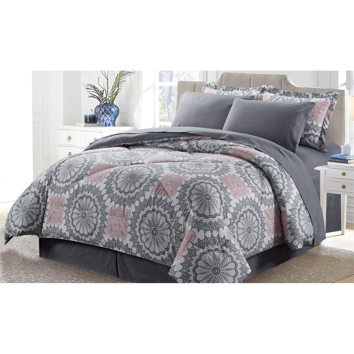 Bibb Home 8 Piece Down Alternative Bed in a Bag Set Queen King Soft Comforter Image 4