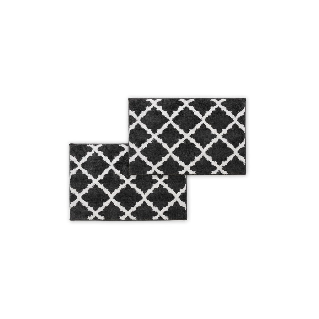 Bibb Home Trellis Micro Shag Bath Rugs 100% Cotton 1-2 Pack Soft Absorbent Image 1