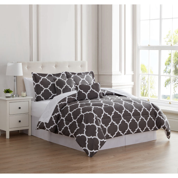 Kathy Ireland 6 Piece Trellis Comforter Set Oversized Microfiber Queen King Size Image 1