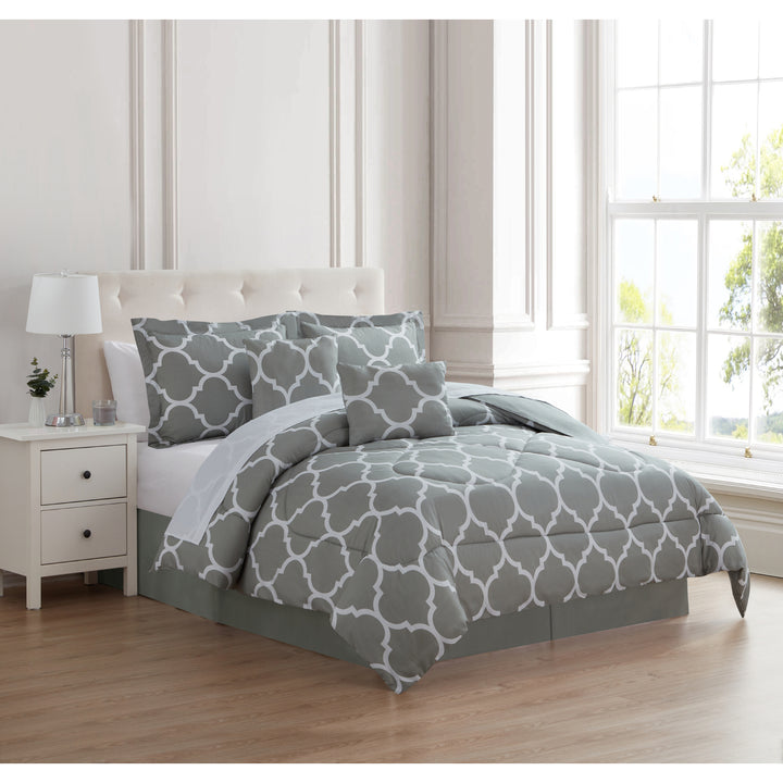 Kathy Ireland 6 Piece Trellis Comforter Set Oversized Microfiber Queen King Size Image 3