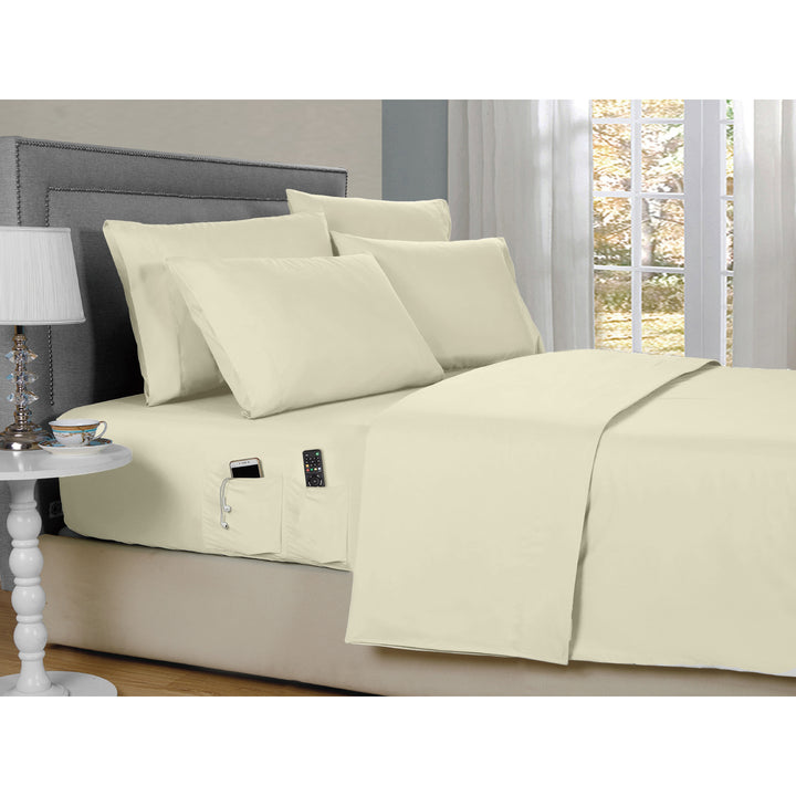 Kathy Ireland Smart Sheet Set 6-Piece Microfiber Twin Queen King Side Pocket Image 3