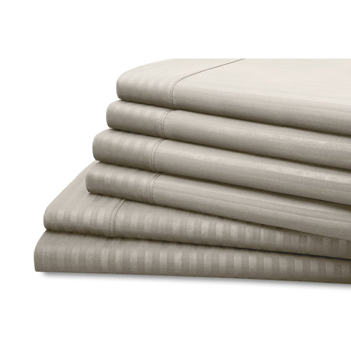 Hotel  York Dobby Stripe Embossed 6-Piece Sheet Set Image 3