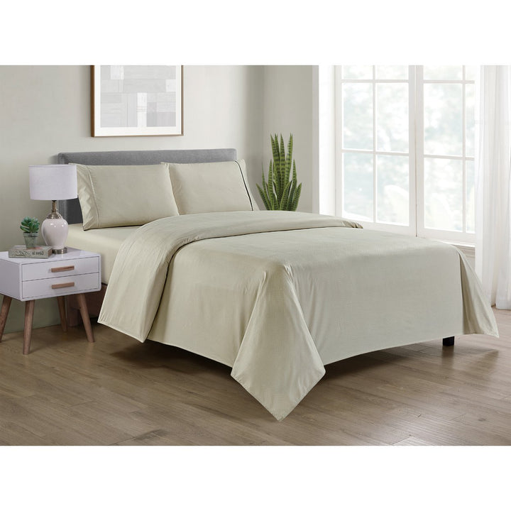 Bamboo 4 Piece Chevron Embossed Sheet Set Twin Full Queen King Hypoallergenic Image 6