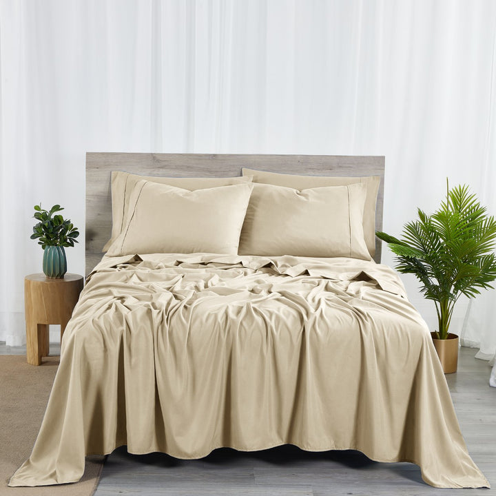 Bibb Home Bamboo Sheet Set 2000 Count 6-Piece Deep Pocket Soft Cool King Image 1