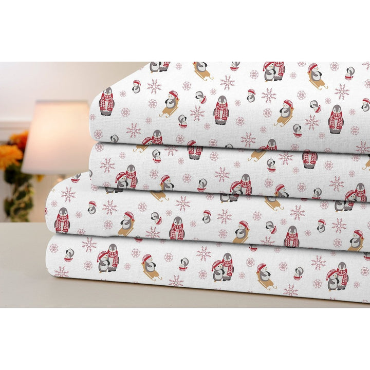 Bibb Home Printed Flannel 4 Piece Sheet Set 100% Cotton Soft Twin Queen King Image 3