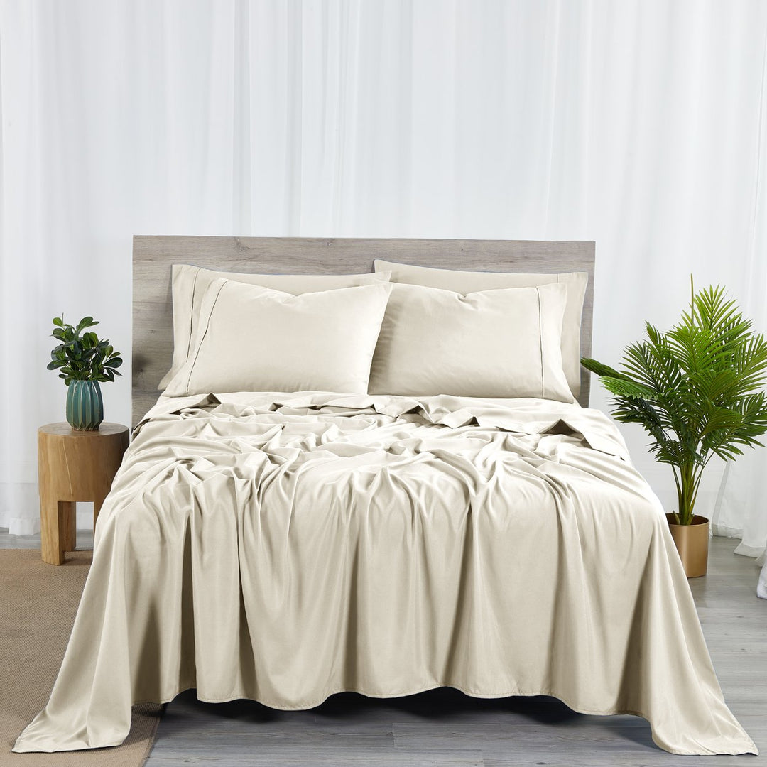 Bibb Home Bamboo Sheet Set 2000 Count 6-Piece Deep Pocket Soft Cool King Image 1