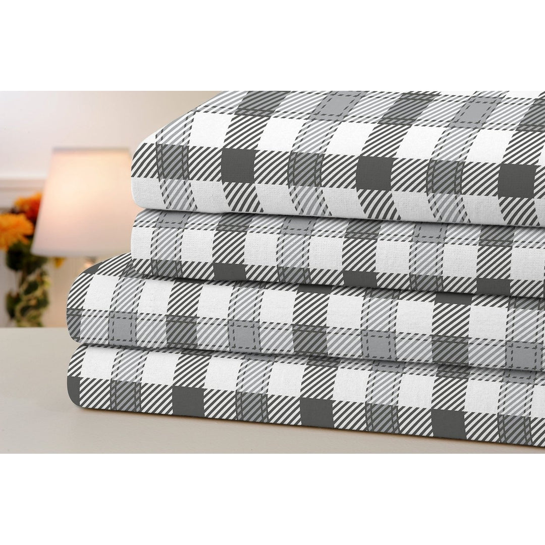 Bibb Home Printed Flannel 4 Piece Sheet Set 100% Cotton Soft Twin Queen King Image 5