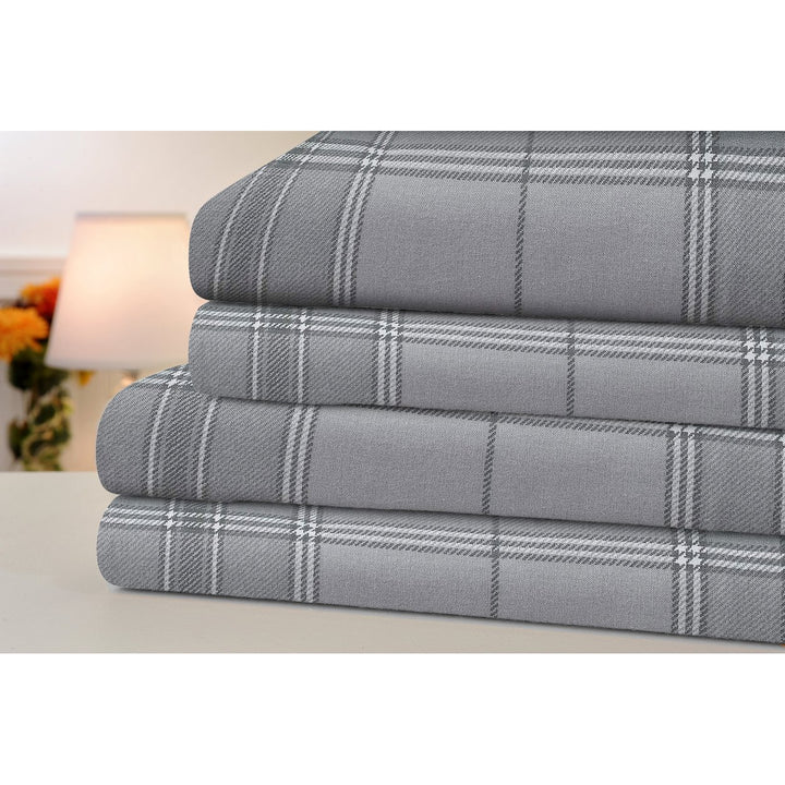 Bibb Home Printed Flannel 4 Piece Sheet Set 100% Cotton Soft Twin Queen King Image 7