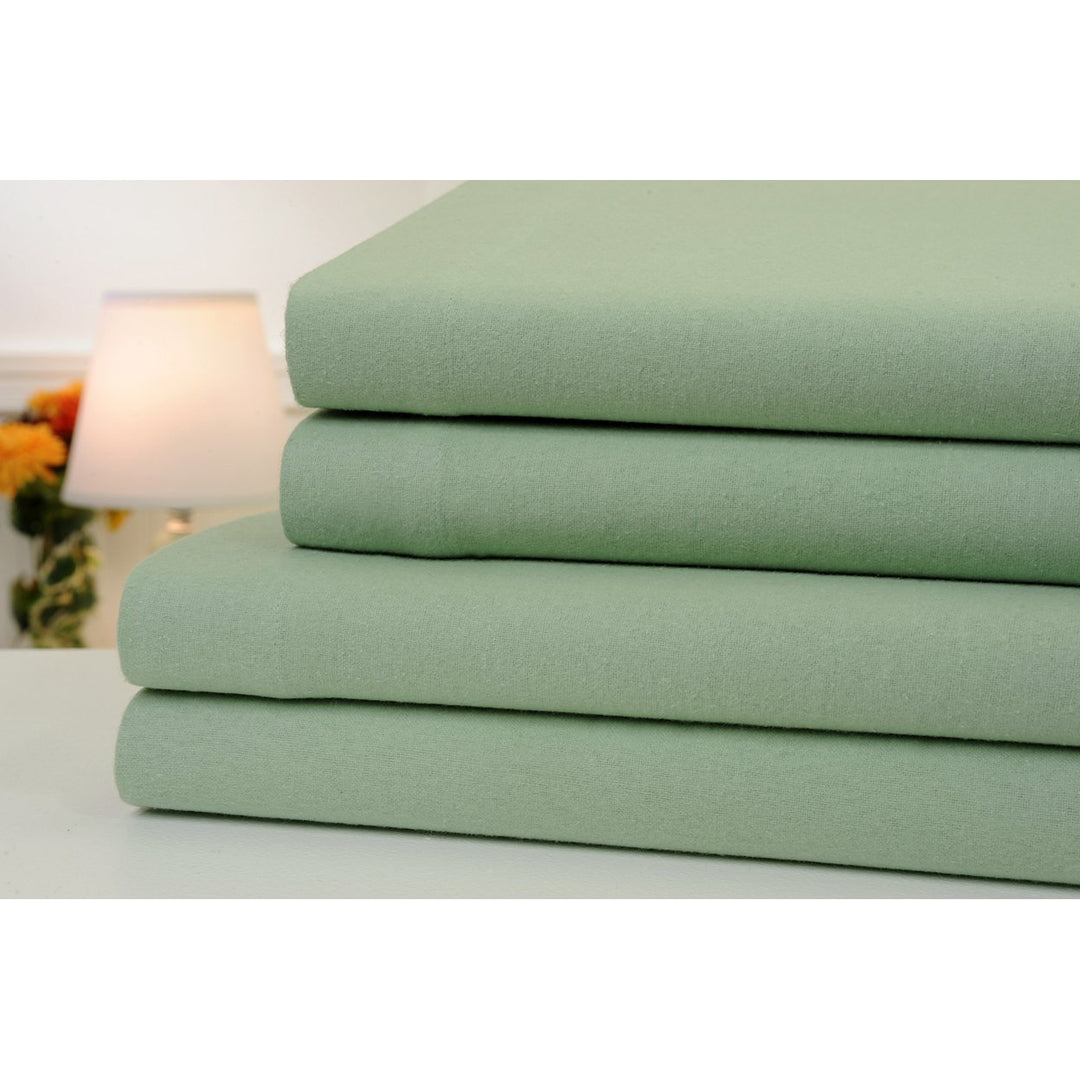 Bibb Home Solid Flannel 4 Piece Sheet Set Image 2