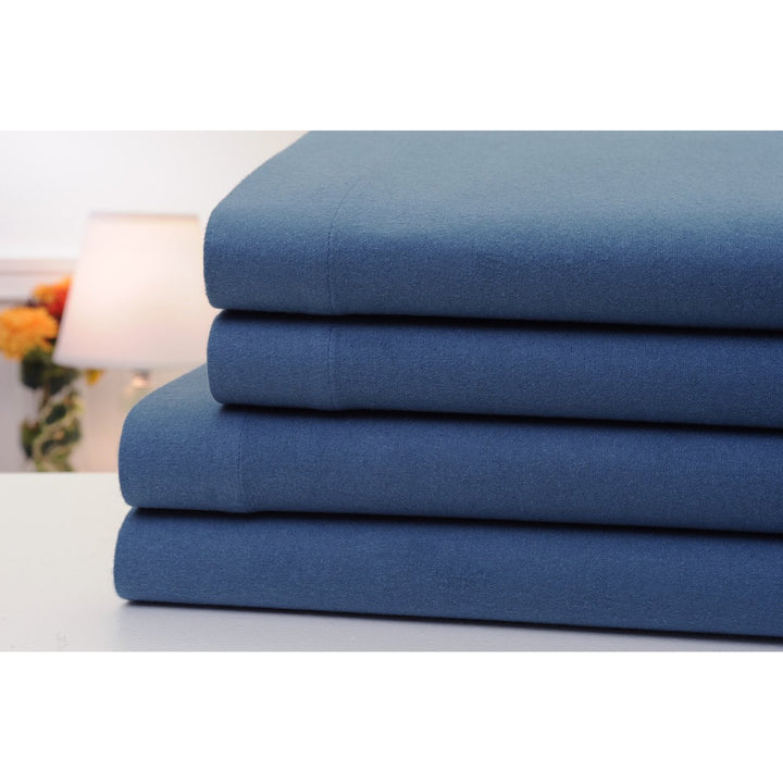 Bibb Home Solid Flannel 4 Piece Sheet Set 100% Cotton Warm Comfortable Various Sizes Image 4