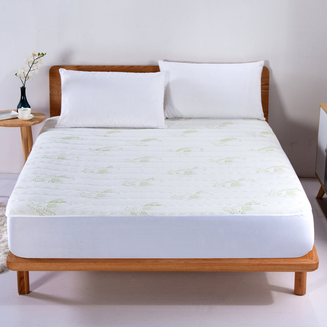 Aloe Vera Bamboo Hypoallergenic Mattress Pad Twin Full Queen King 16 Inch Deep Image 1