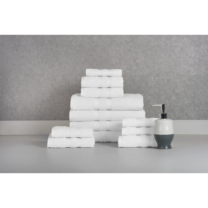 Bibb Home 12 Piece Egyptian Cotton Towel Set Soft Absorbent Bath Hand Washcloths Image 1