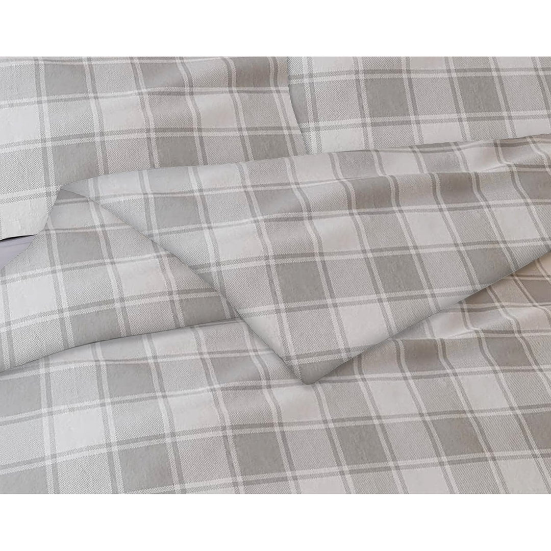 Bibb Home 3-Piece Heavyweight Flannel Duvet Cover Set Plaid Solid King Size Image 1