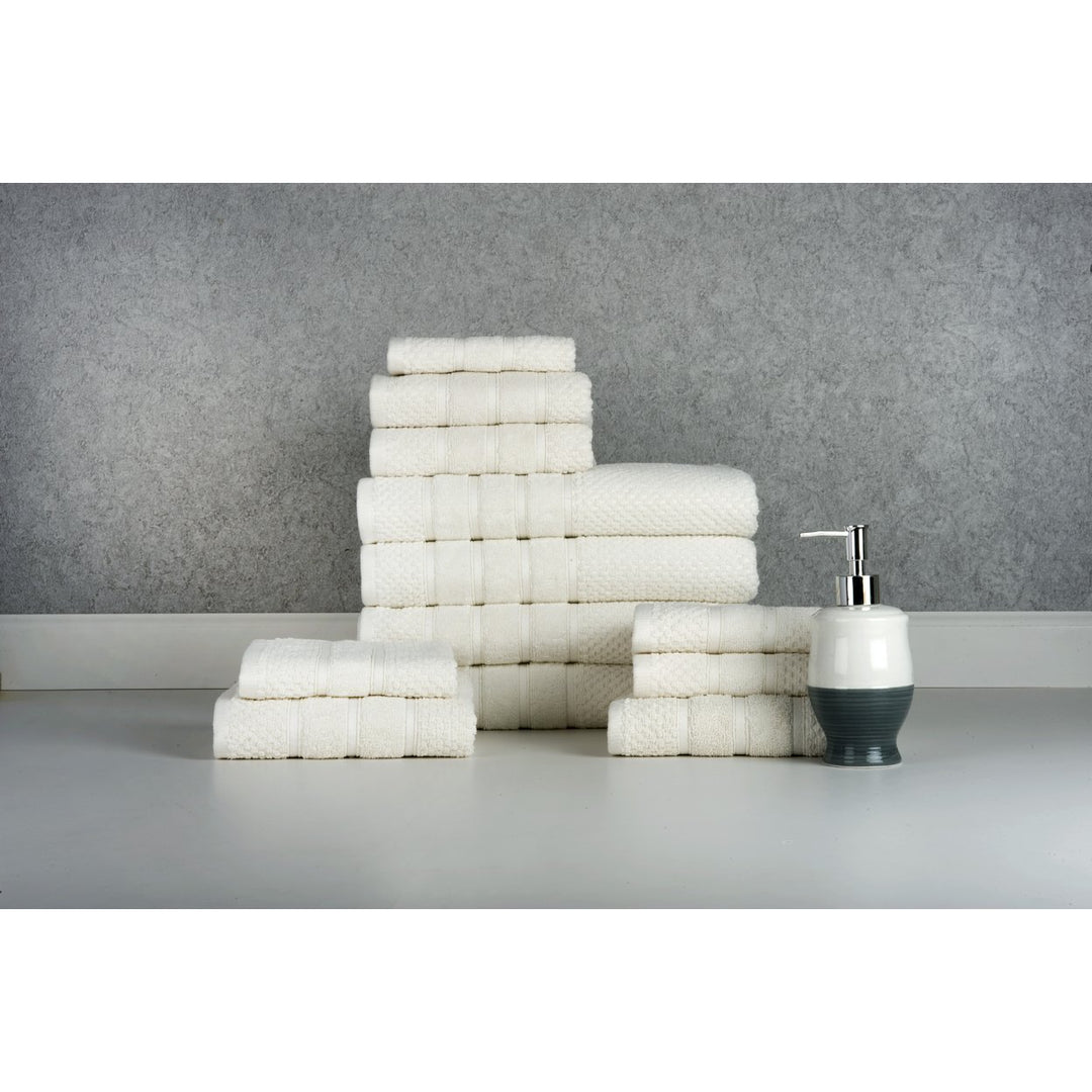 Bibb Home 12 Piece Egyptian Cotton Towel Set Soft Absorbent Bath Hand Washcloths Image 9