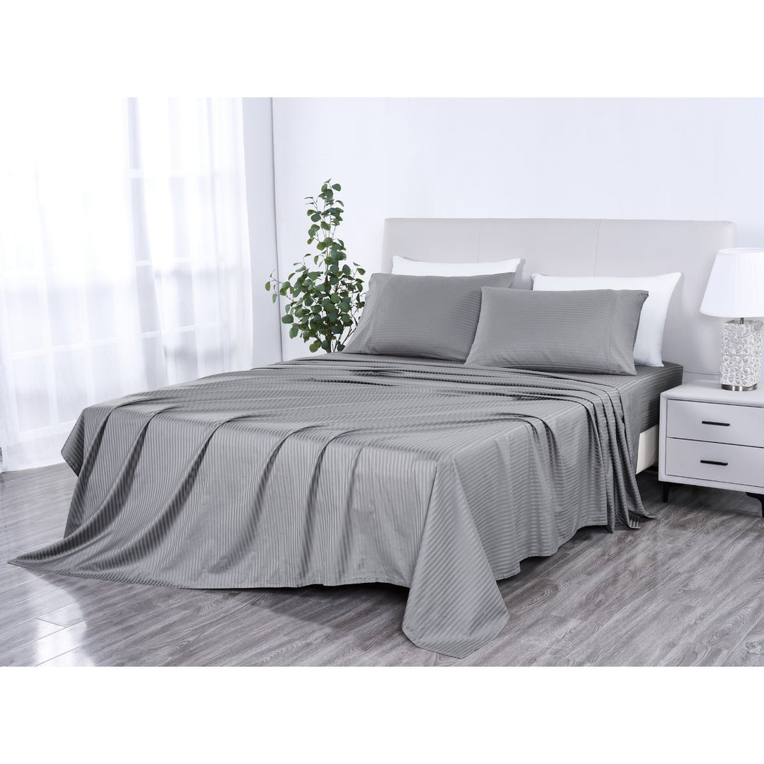 Kathy Ireland 500 Thread Count Damask Stripe Sheet Set with Optifit Image 5