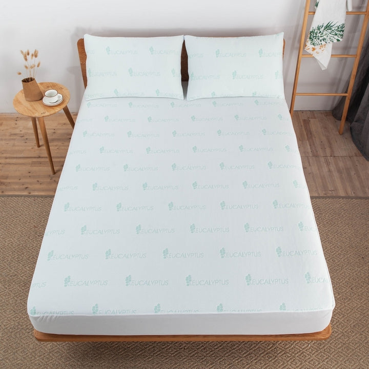 Bibb Home Eucalyptus Infused Waterproof Mattress Pad Queen Size Soft Comfort Image 1