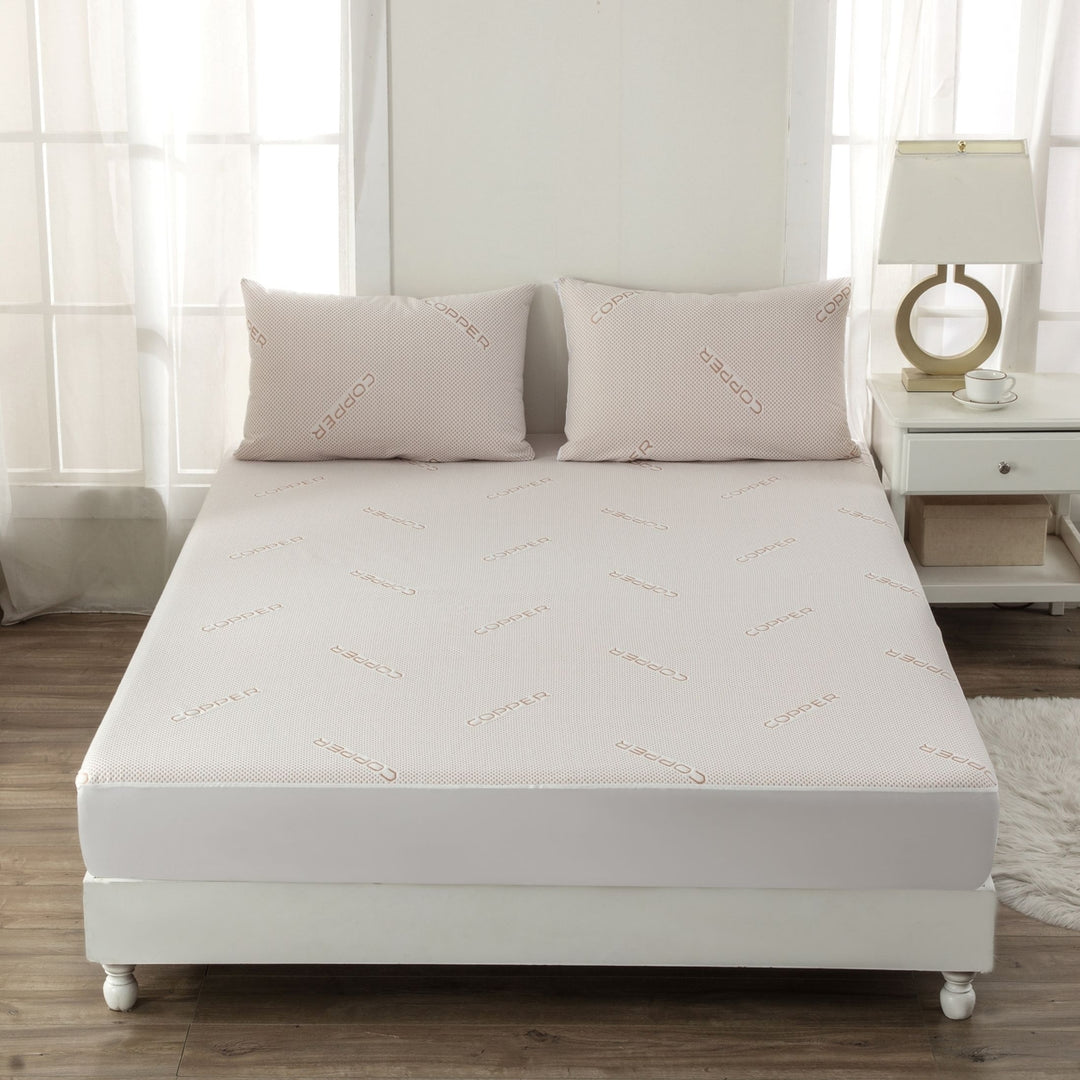 Bibb Home Copper Infused Waterproof Mattress Pad Image 1