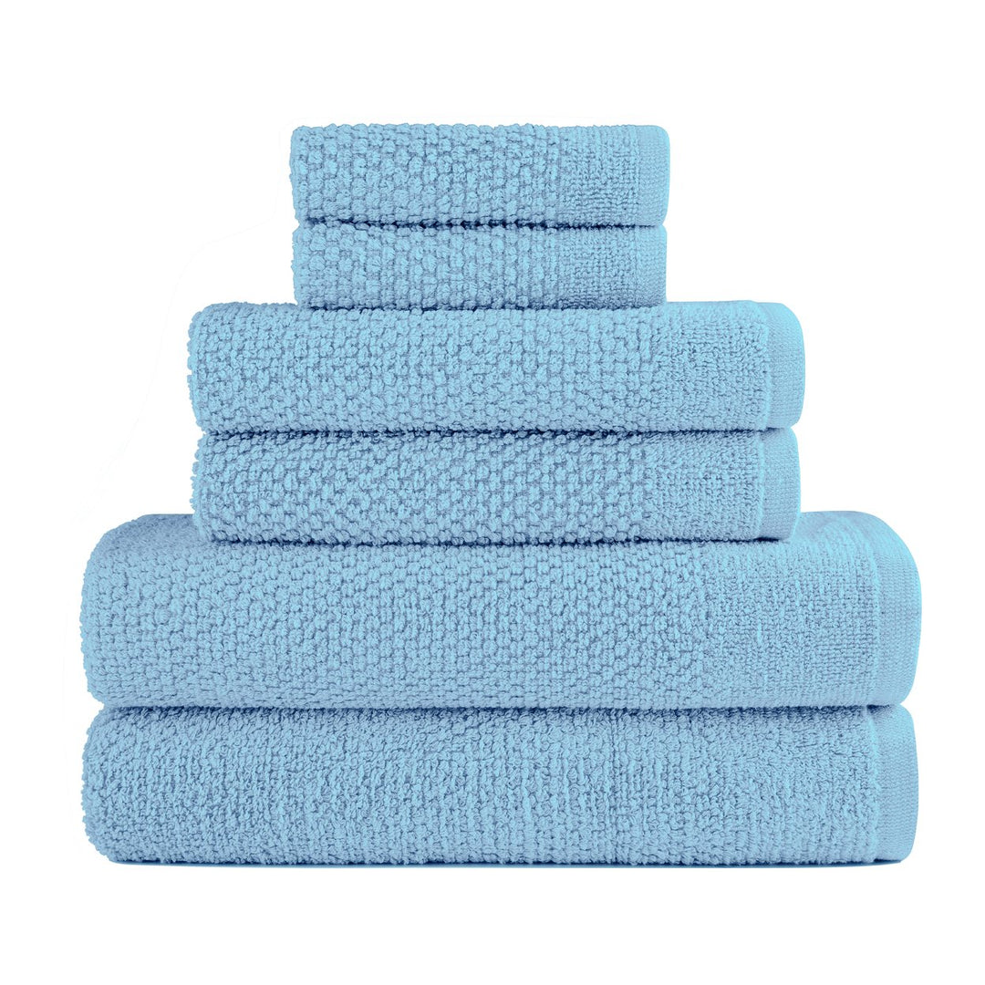 Dan River 6 Piece Cotton Bath Towel Set Popcorn Texture Absorbent Towels Image 3