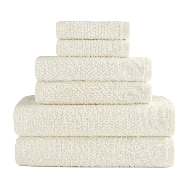 Dan River 6 Piece Cotton Bath Towel Set Popcorn Texture Absorbent Towels Image 4