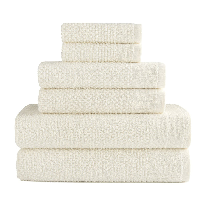 Dan River 6 Piece Cotton Bath Towel Set Popcorn Texture Absorbent Towels Image 1