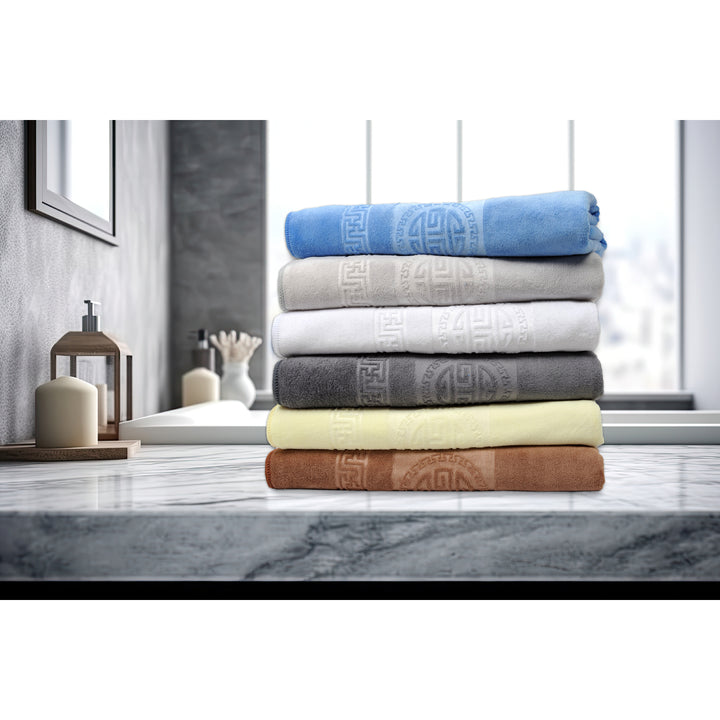 Dan River 4 Piece Microfiber Bath Towel Set Embossed Plush Soft Blue or Gray Image 1