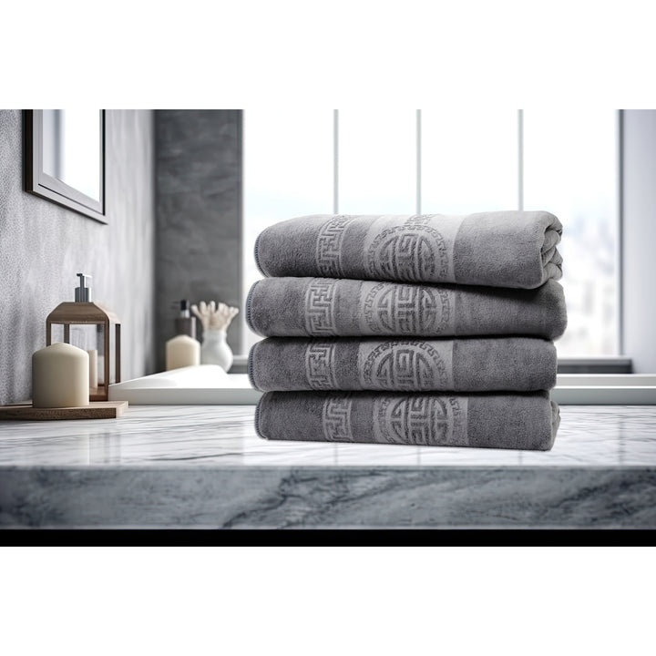 Dan River 4 Piece Microfiber Bath Towel Set Embossed Plush Soft Blue or Gray Image 4