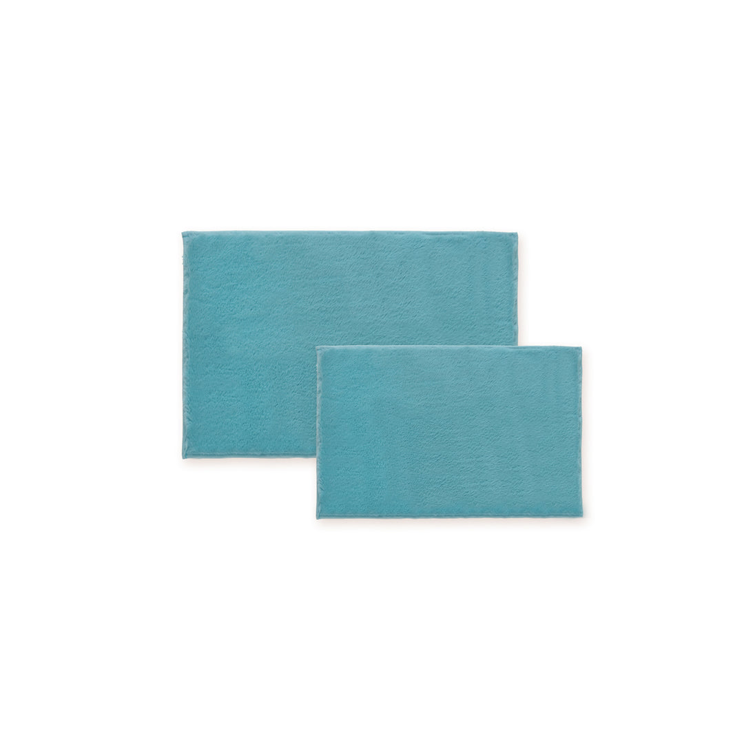 Bibb Home 5674 Aqua Faux faux Bath Mat Set 2 Piece Plush Bathroom Rugs Image 2