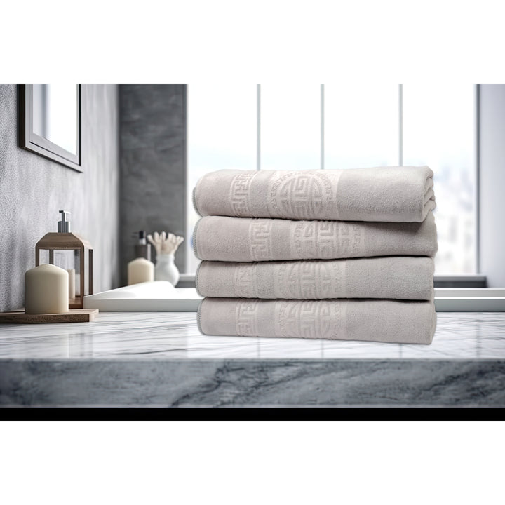 Dan River 4 Piece Microfiber Bath Towel Set Embossed Plush Soft Blue or Gray Image 5