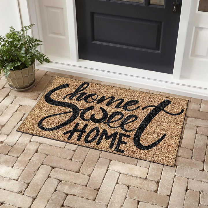 Bibb Home Coir Door Mat 18x30 Home Sweet Home Black Outdoor Mat Durable Entryway Image 1