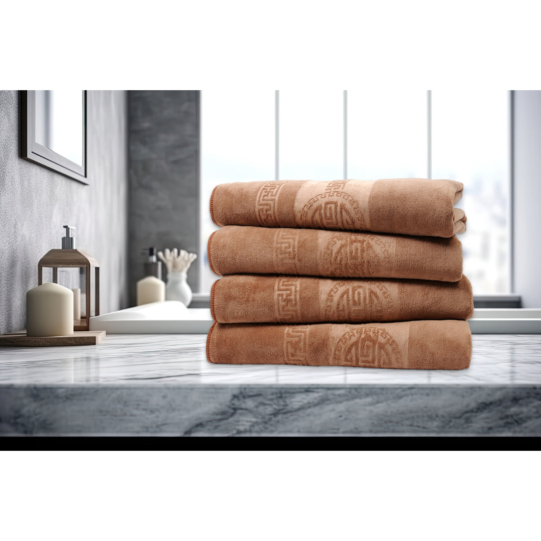 Dan River 4 Piece Microfiber Bath Towel Set Embossed Plush Soft Blue or Gray Image 6