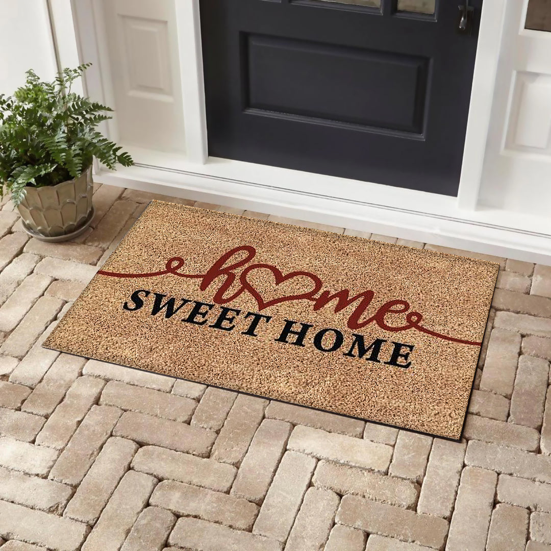 Bibb Home 5880 Bibb Home Outdoor Coir Door Mat 18x30" Home Sweet Home Black Image 3