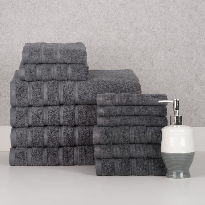 Bibb Home 12 Piece Zero Twist Egyptian Cotton Towel Set Image 2