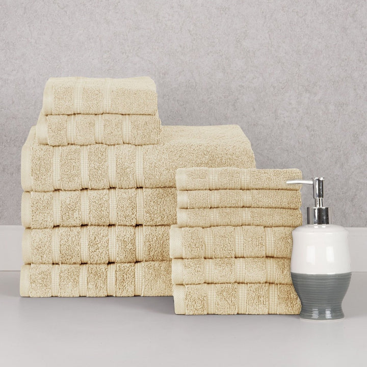 Bibb Home 12 Piece Zero Twist Egyptian Cotton Towel Set Image 4