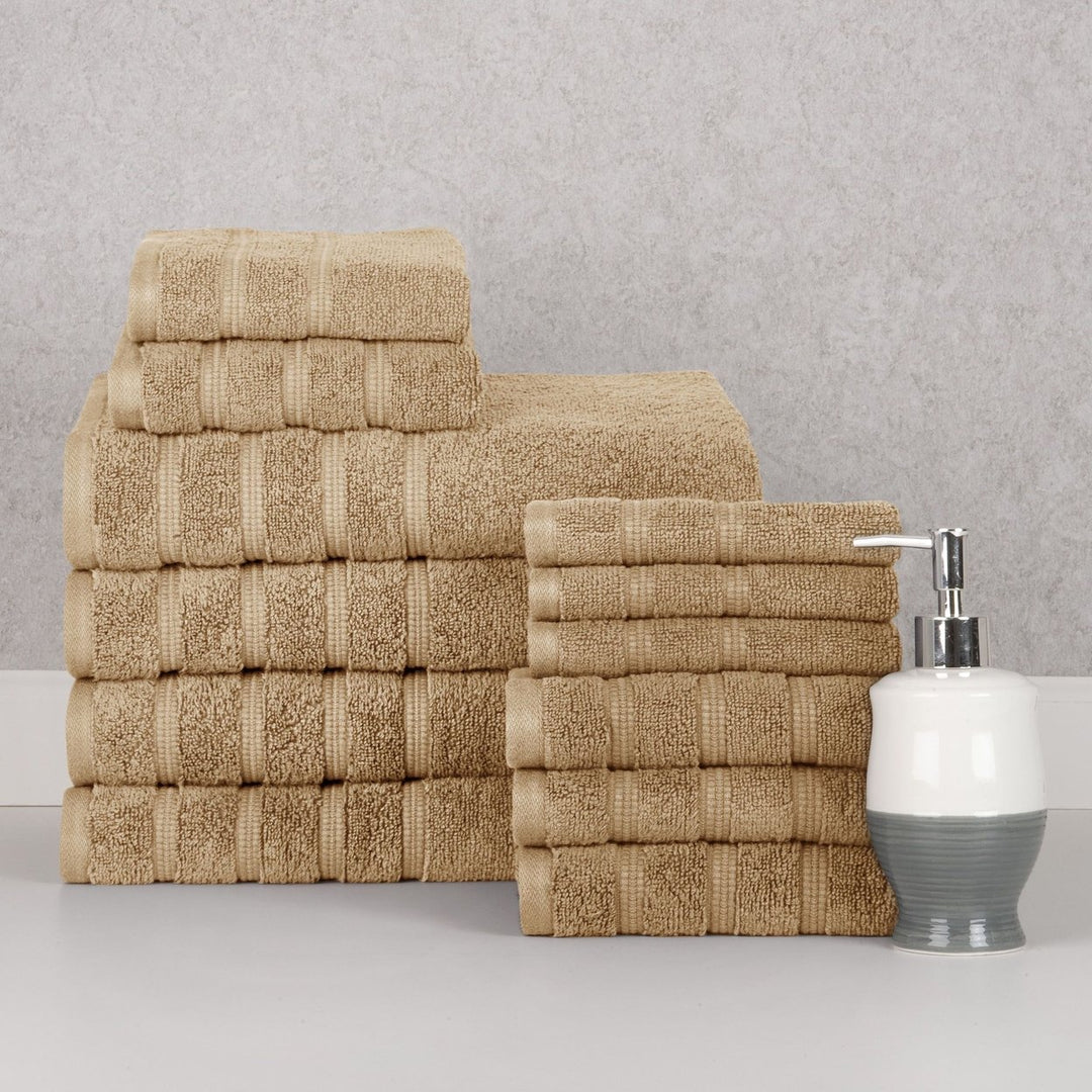 Bibb Home 12 Piece Zero Twist Egyptian Cotton Towel Set Image 6