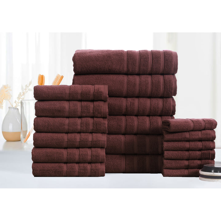 Bibb Home 18 Piece Zero Twist Egyptian Cotton Towel Set Image 2