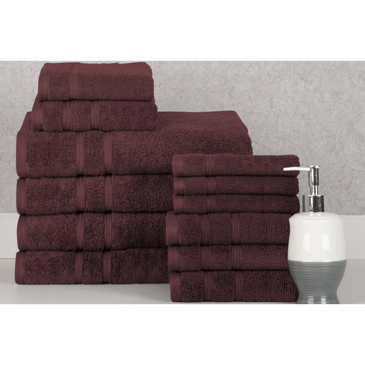 Bibb Home 12 Piece Egyptian Cotton Towel Set 600GSM Zero Twist Bath Hand Cloths Image 1