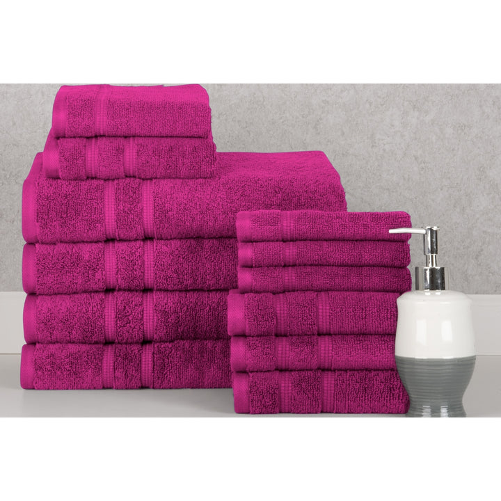 Bibb Home 12 Piece Zero Twist Egyptian Cotton Towel Set Image 10