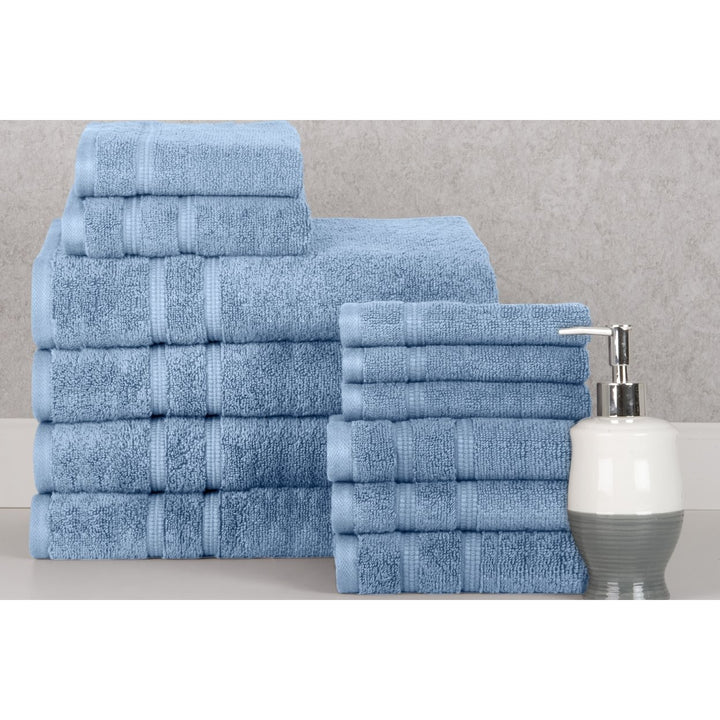 Bibb Home 12 Piece Egyptian Cotton Towel Set 600GSM Zero Twist Bath Hand Cloths Image 1