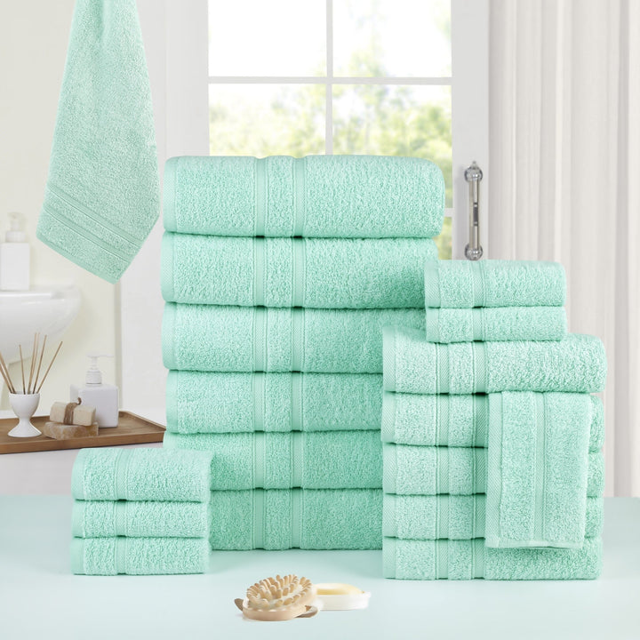 Bibb Home 18 Piece Egyptian Cotton Towel Set Zero Twist Luxury Soft Absorbent Image 1