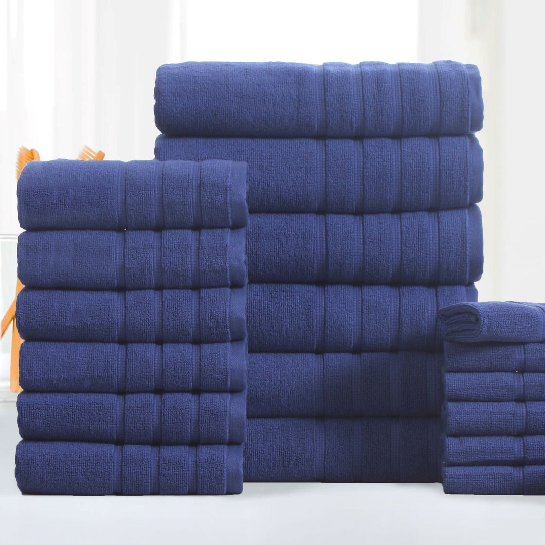 Bibb Home 18 Piece Zero Twist Egyptian Cotton Towel Set Image 5