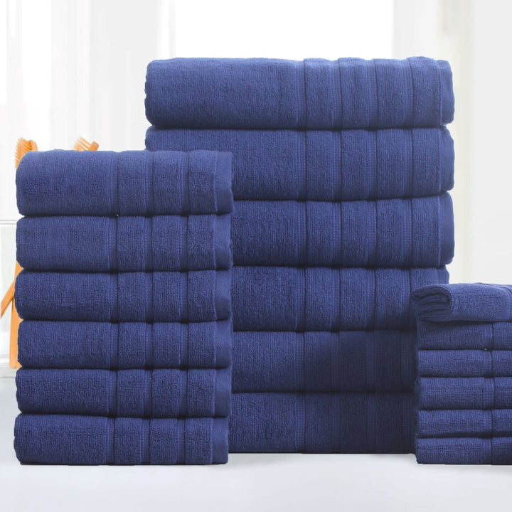 Bibb Home 18 Piece Egyptian Cotton Towel Set Zero Twist Luxury Soft Absorbent Image 1