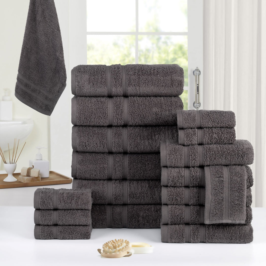 Bibb Home 18 Piece Egyptian Cotton Towel Set Zero Twist Luxury Soft Absorbent Image 6