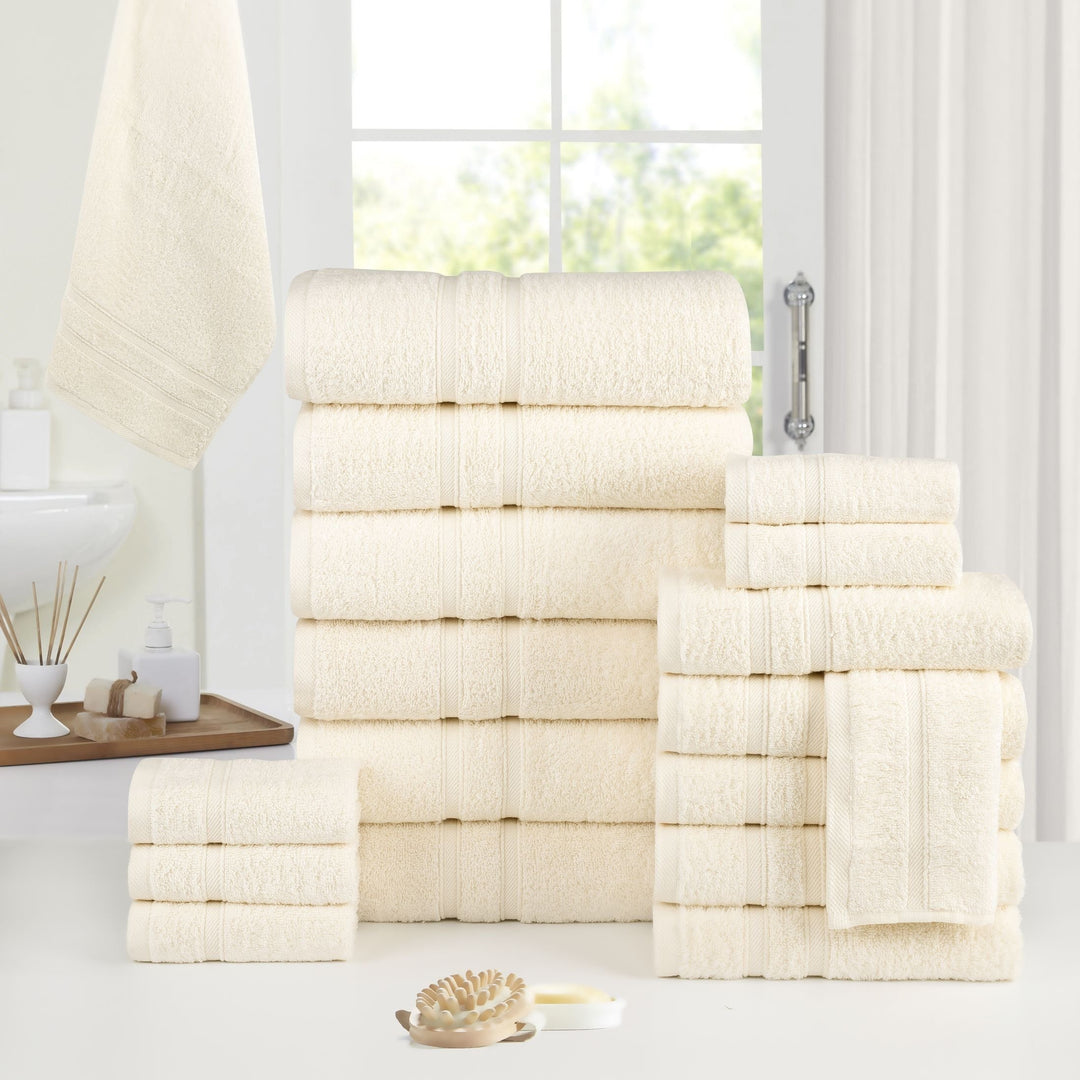 Bibb Home 18 Piece Zero Twist Egyptian Cotton Towel Set Image 7