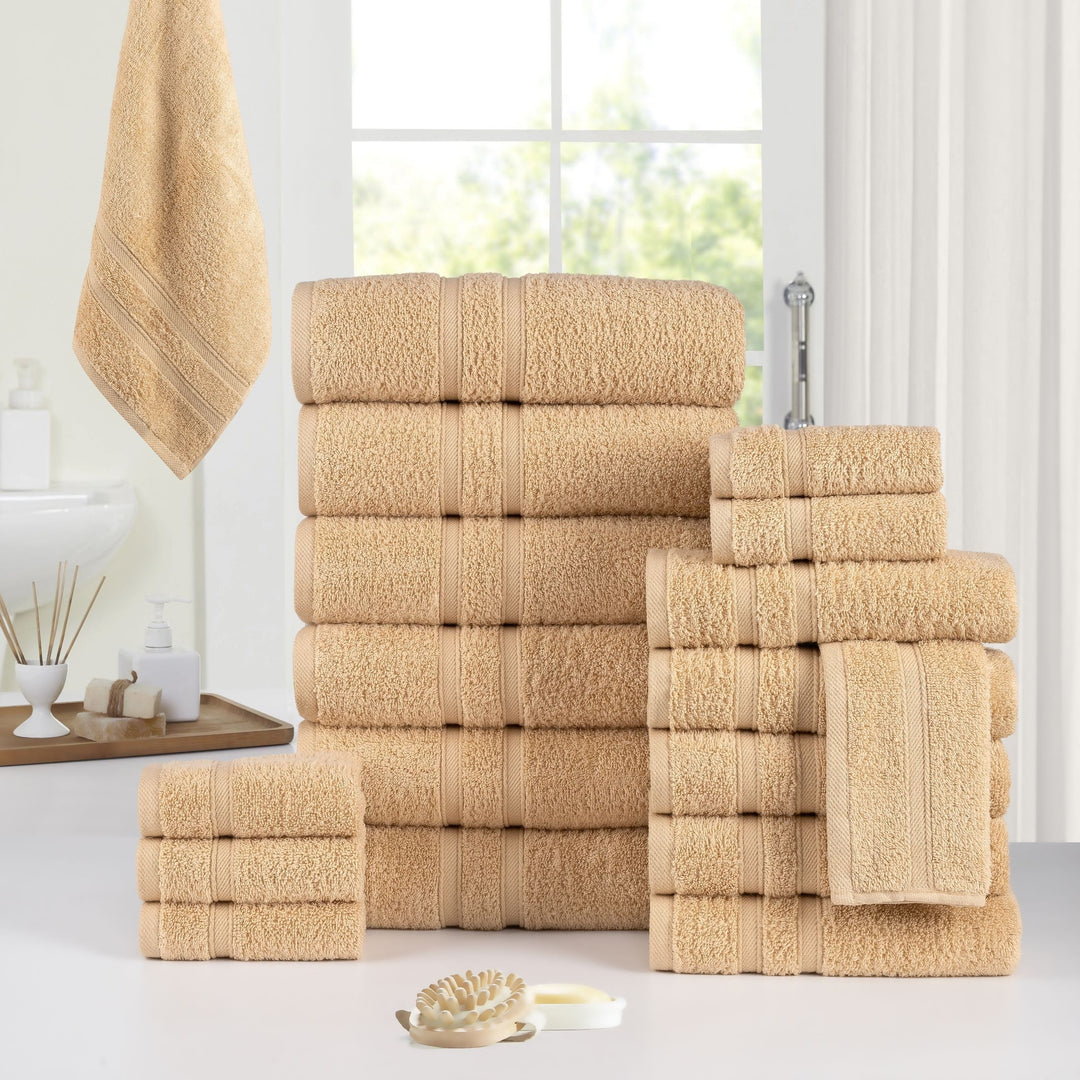 Bibb Home 18 Piece Egyptian Cotton Towel Set Zero Twist Luxury Soft Absorbent Image 8