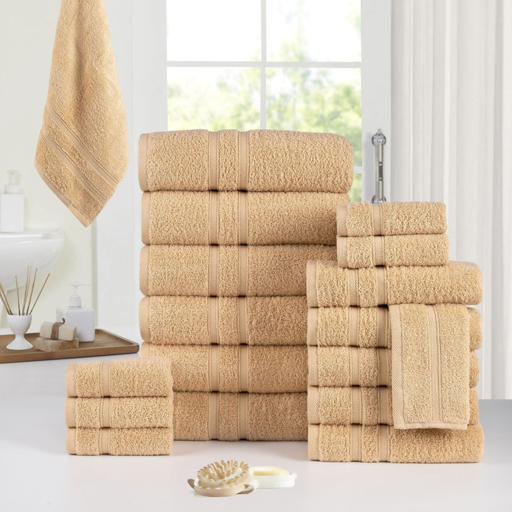 Bibb Home 18 Piece Egyptian Cotton Towel Set Zero Twist Luxury Soft Absorbent Image 1