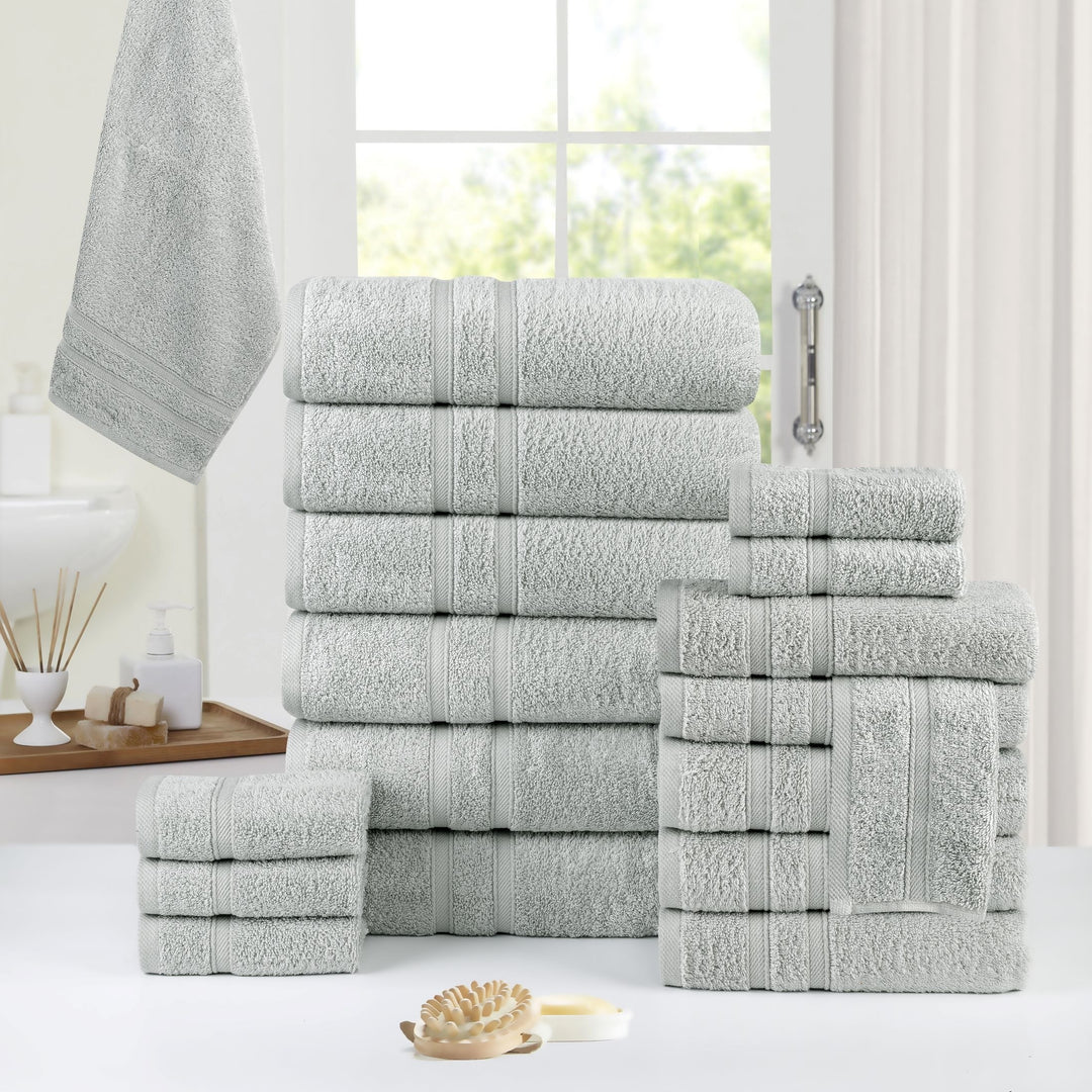 Bibb Home 18 Piece Zero Twist Egyptian Cotton Towel Set Image 10