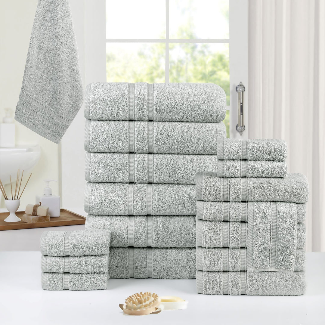 Bibb Home 18 Piece Egyptian Cotton Towel Set Zero Twist Luxury Soft Absorbent Image 1