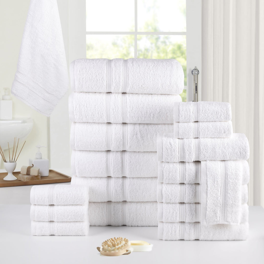 Bibb Home 18 Piece Zero Twist Egyptian Cotton Towel Set Image 1